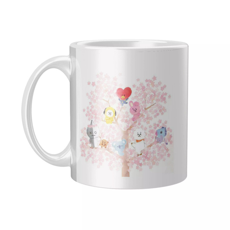 ماگ سرامیکی دسته و داخل سفید BTS-BT21 FH-2294