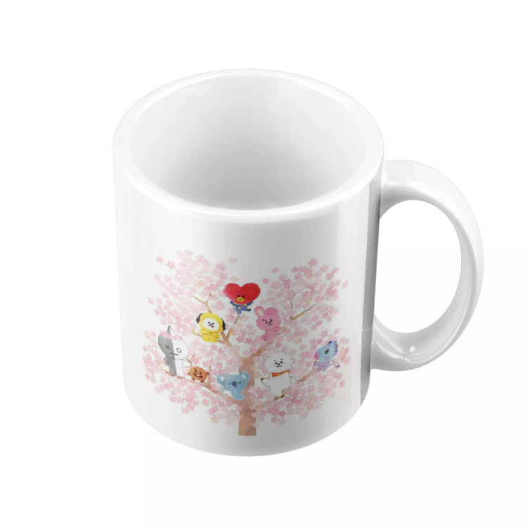 ماگ سرامیکی دسته و داخل سفید BTS-BT21 FH-2294