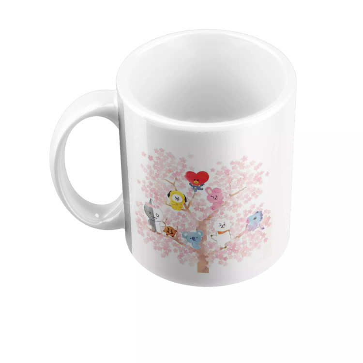 ماگ سرامیکی دسته و داخل سفید BTS-BT21 FH-2294