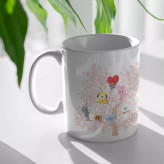 ماگ سرامیکی دسته و داخل سفید BTS-BT21 FH-2294