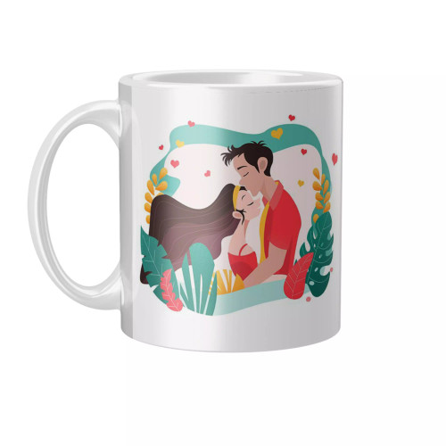 خرید ماگ-لیوان ولنتاین سرامیکی دسته و داخل سفید FH-2223