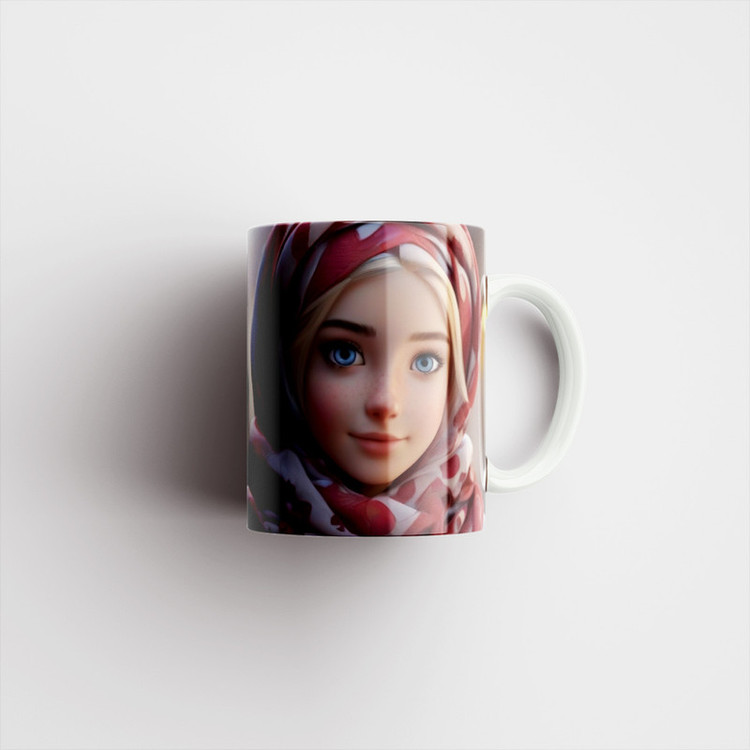 ماگ دختر با حجاب و روسری کد 1018