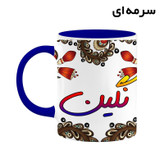 ماگ ( جعبه کادویی رایگان) اسم نگین سنتی گل و بته کد mgh48059