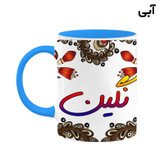 ماگ ( جعبه کادویی رایگان) اسم نگین سنتی گل و بته کد mgh48059
