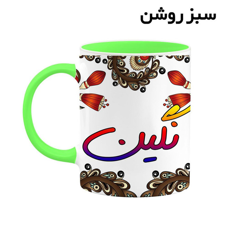 ماگ ( جعبه کادویی رایگان) اسم نگین سنتی گل و بته کد mgh48059