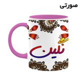 ماگ ( جعبه کادویی رایگان) اسم نگین سنتی گل و بته کد mgh48059