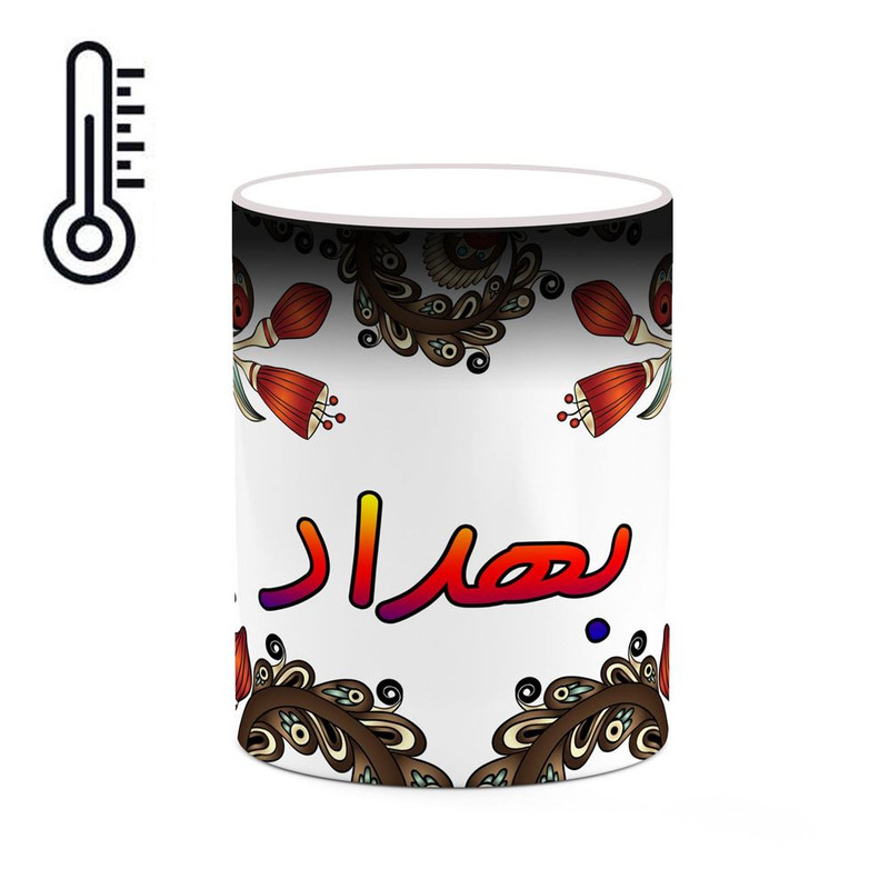 ماگ ( جعبه کادویی رایگان)  حرارتی   اسم بهداد  سنتی گل و بته کد mgh44223