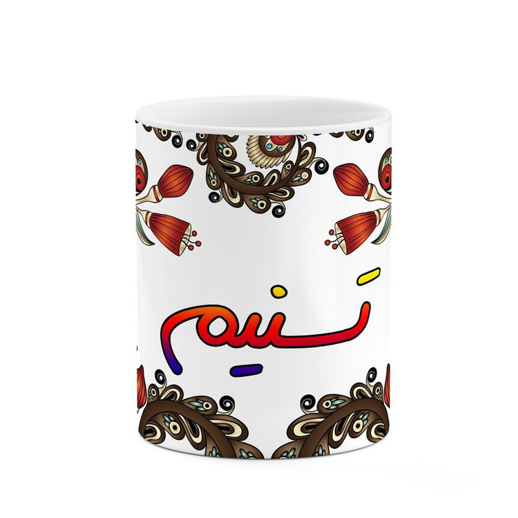 ماگ ( جعبه کادویی رایگان) اسم تسنیم سنتی گل و بته کد mgh44562