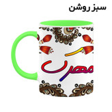 ماگ ( جعبه کادویی رایگان) اسم مهرک سنتی گل و بته کد mgh47758