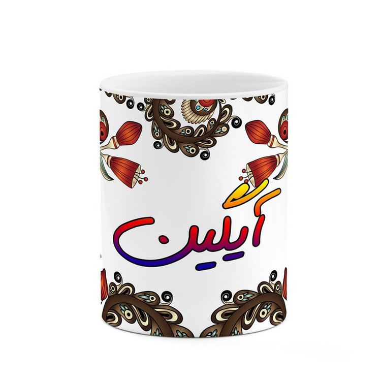 ماگ ( جعبه کادویی رایگان) اسم آیگین سنتی گل و بته کد mgh44040