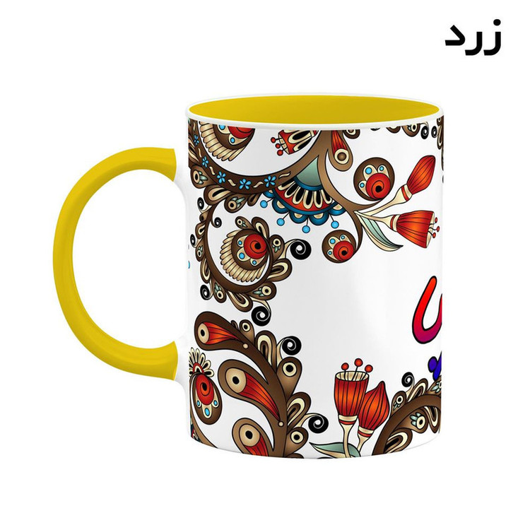 ماگ ( جعبه کادویی رایگان) اسم گلربا سنتی گل و بته کد mgh46778