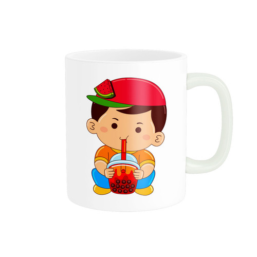 ماگ ( جعبه کادویی رایگان) پسر بچه و آب میوه کد 2-DKC45