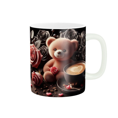 ماگ ( جعبه کادویی رایگان) فنجون قهوه و خرس عروسکی کد 984