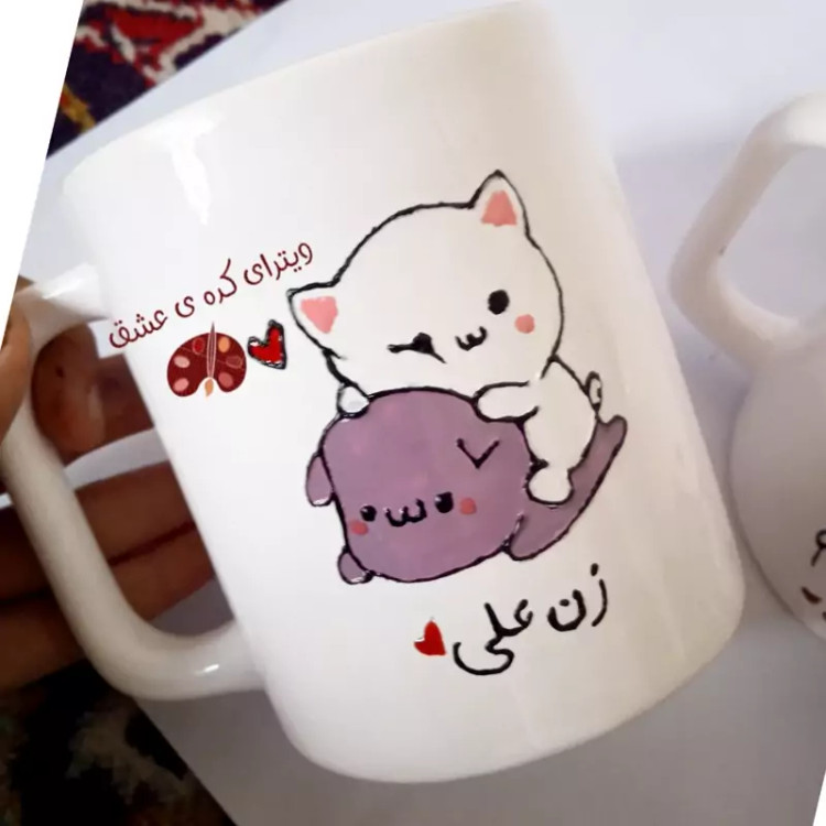 ماگ ( جعبه کادویی رایگان) فانتزی کیوت گربه ای هدیه عاشقانه قابل سفارش به سلیقه شما