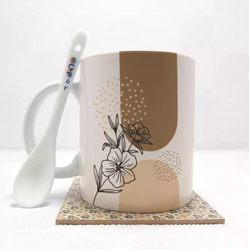 ماگ ( جعبه کادویی رایگان) گرافیکی بدون .،زیر لیوانی . کد 57