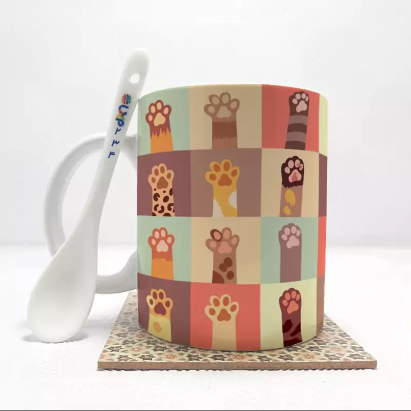 ماگ ( جعبه کادویی رایگان)   گربه بدون .،زیر لیوانی  . کد 234