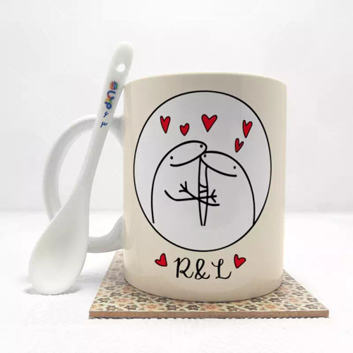 ماگ ( جعبه کادویی رایگان) عشق RLبدون .،زیر لیوانی . کد 63