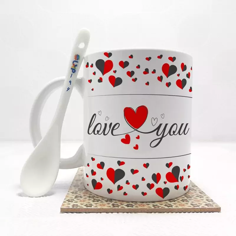 ماگ ( جعبه کادویی رایگان)    عشق love  بدون .،زیر لیوانی  . کد 196