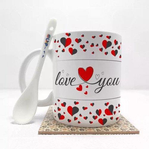 ماگ ( جعبه کادویی رایگان) عشق love بدون .،زیر لیوانی . کد 196