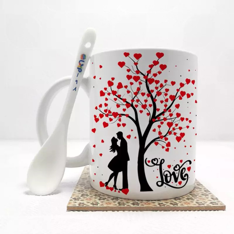 ماگ ( جعبه کادویی رایگان) عشق love بدون .،زیر لیوانی . کد 198
