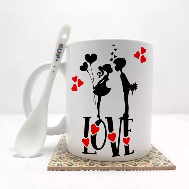 ماگ ( جعبه کادویی رایگان)    عشق love  بدون .،زیر لیوانی  . کد 200