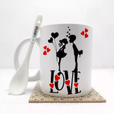 ماگ ( جعبه کادویی رایگان) عشق love بدون .،زیر لیوانی . کد 200