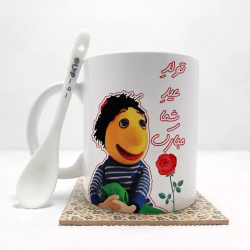 ماگ ( جعبه کادویی رایگان) کلاه قرمزی تولدعید شما مبارک بدون .،زیر لیوانی . کد 151