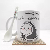 ماگ ( جعبه کادویی رایگان) به لیوان مهسادست نزن خب (با قابلیت تغییر نام) بدون .،زیر لیوانی . کد 48