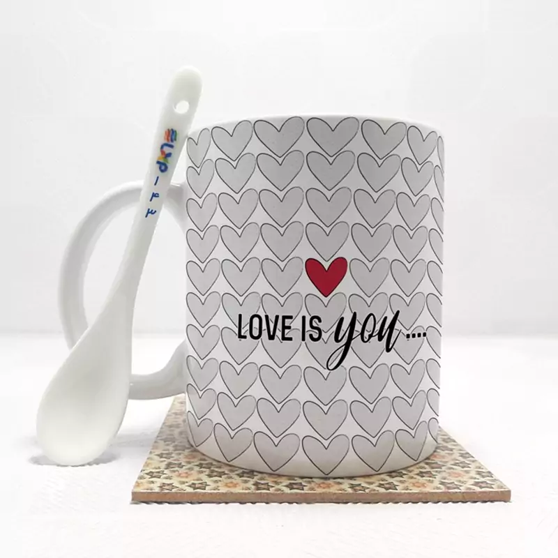 ماگ ( جعبه کادویی رایگان)    عشق love  بدون .،زیر لیوانی  . کد 143
