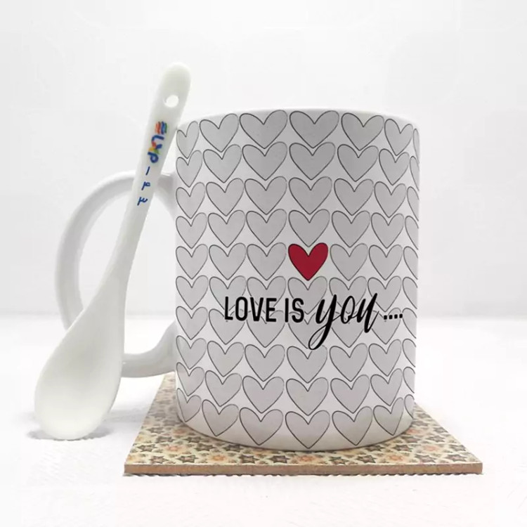 ماگ ( جعبه کادویی رایگان) عشق love بدون .،زیر لیوانی . کد 143