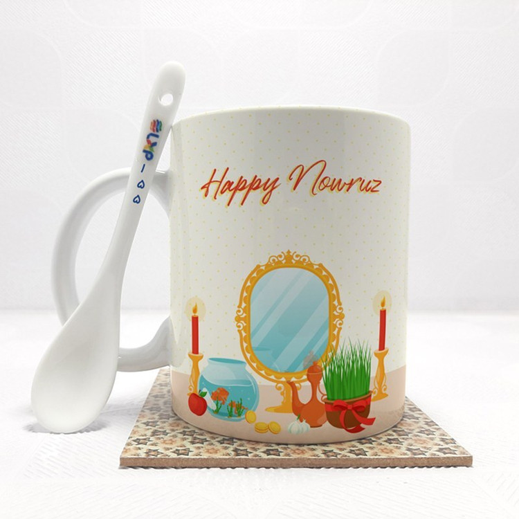 ماگ ( جعبه کادویی رایگان) Happy Nowruzبدون .،زیر لیوانی . کد 155