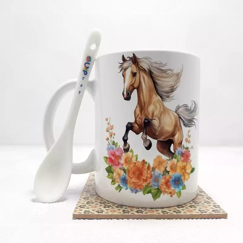ماگ ( جعبه کادویی رایگان)   اسب  بدون .،زیر لیوانی  . کد 352