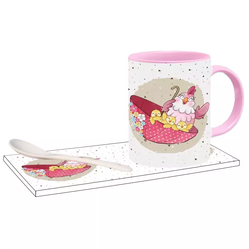 ماگ ( جعبه کادویی رایگان)    مرغ و جوجه فانتزی کد 020    ، . .