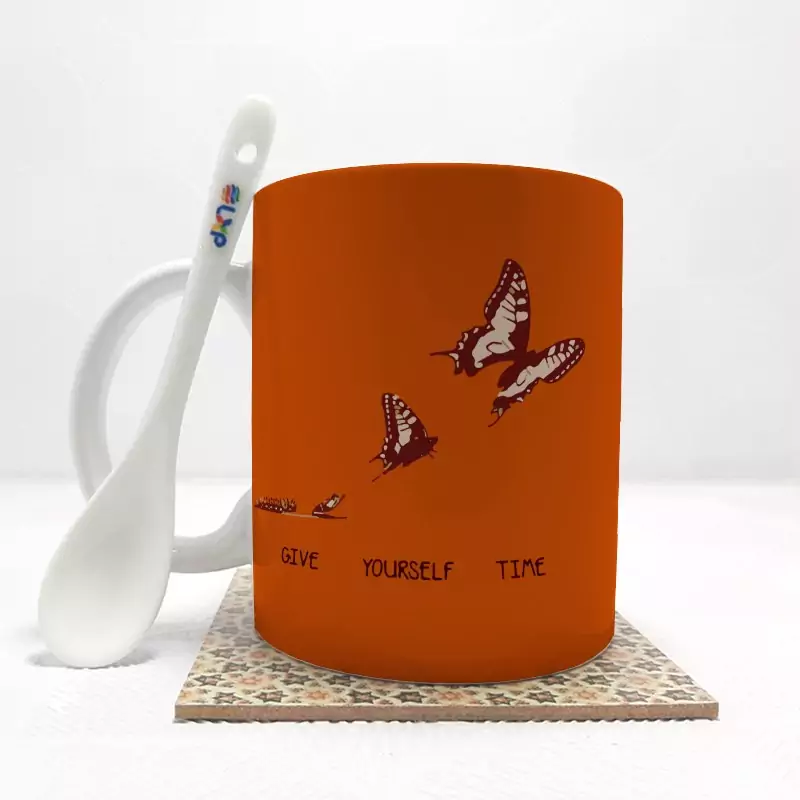ماگ ( جعبه کادویی رایگان)    پروانه9  بدون .،زیر لیوانی  . کد 93