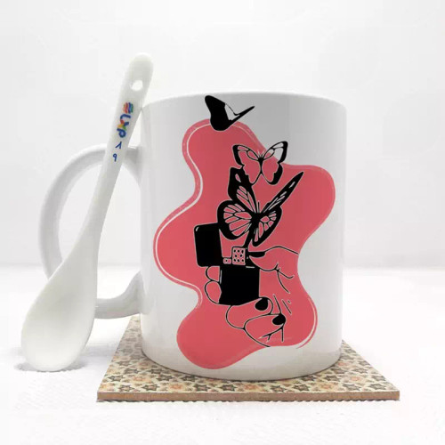 ماگ ( جعبه کادویی رایگان) گرافیکی بدون .،زیر لیوانی . کد 89
