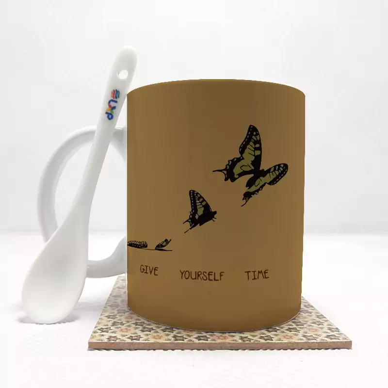 ماگ ( جعبه کادویی رایگان)    پروانه7  بدون .،زیر لیوانی  . کد 93