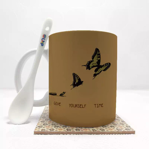 ماگ ( جعبه کادویی رایگان) پروانه7 بدون .،زیر لیوانی . کد 93