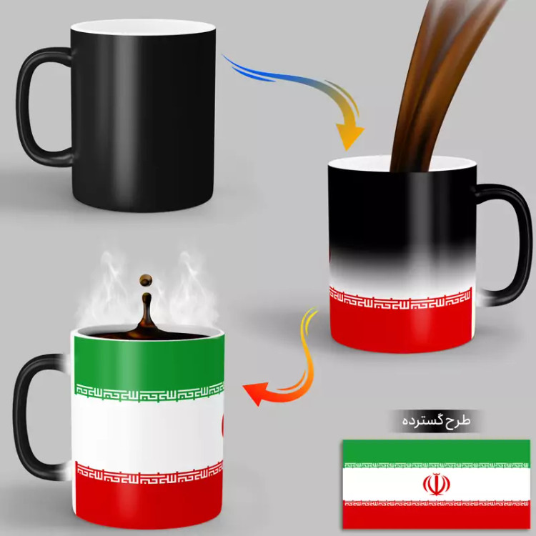 ماگ ( جعبه کادویی رایگان) حرارتی پرچم ایران کد H20196