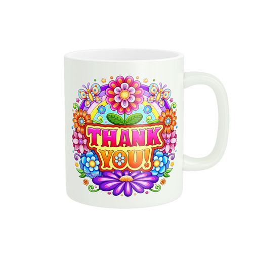 ماگ ( جعبه کادویی رایگان) پادآفرین تشکر Thank You گل کد PM112