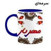 ماگ ( جعبه کادویی رایگان) اسم مهرباز سنتی گل و بته کد mgh47736
