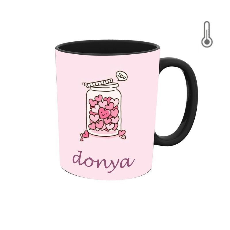 ماگ ( جعبه کادویی رایگان)  حرارتی  اسم دنیا  قلب
