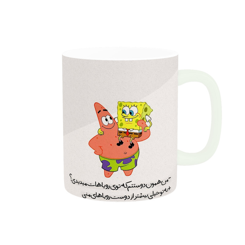 ماگ ( جعبه کادویی رایگان)  طرح رفیق مدل باب اسفنجی و پاتریک کد 638