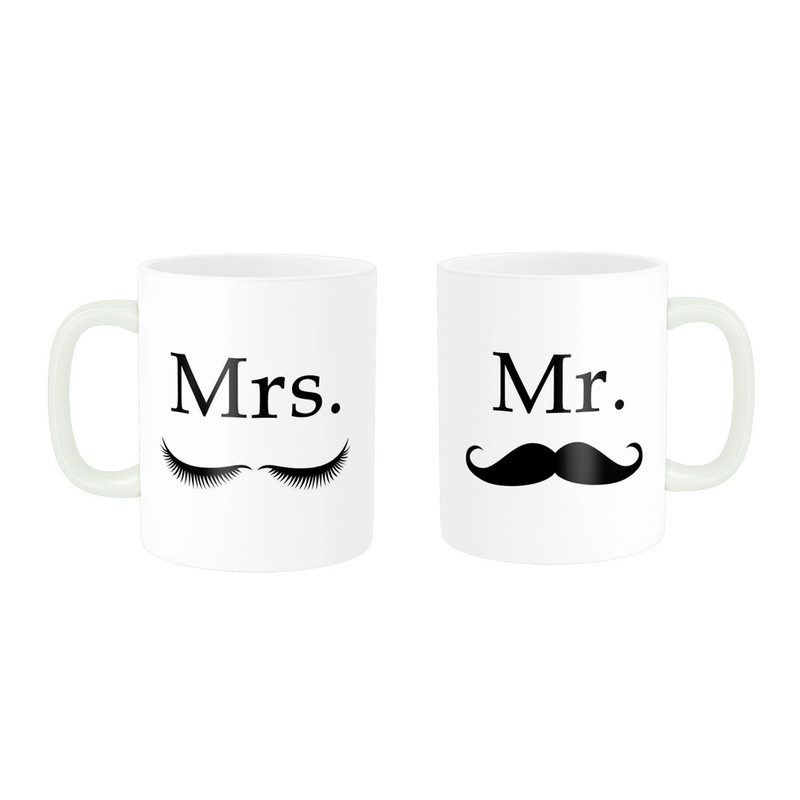 ماگ ( جعبه کادویی رایگان)  ناریکو طرح فانتزی مدل ست عاشقانه Mr  Mrs کد 02 مجموعه دو عددی