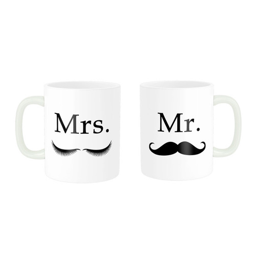 ماگ ( جعبه کادویی رایگان) ناریکو طرح فانتزی مدل ست عاشقانه Mr Mrs کد 02 مجموعه دو عددی