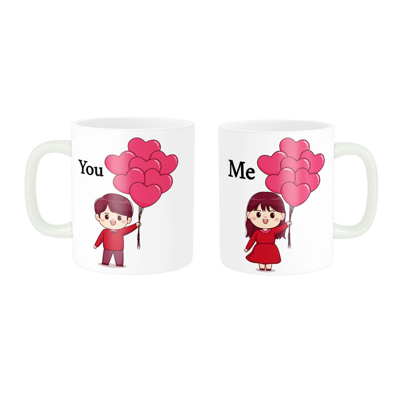 ماگ ( جعبه کادویی رایگان)  ناریکو طرح فانتزی مدل ست عاشقانه me , you کد 07 مجموعه دو عددی