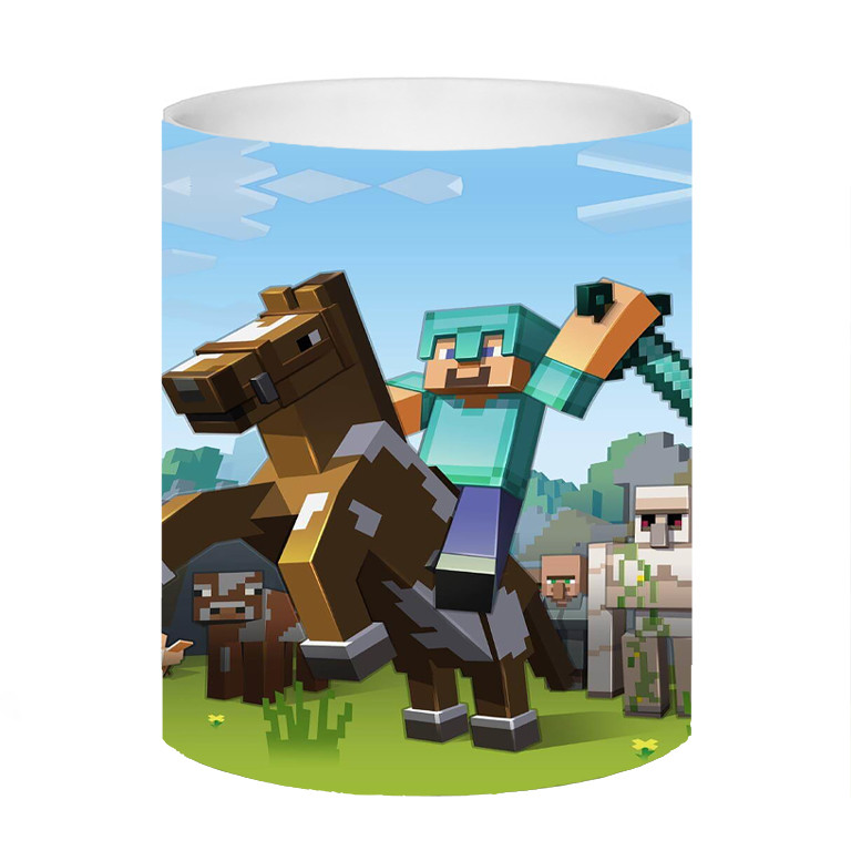 ماگ ( جعبه کادویی رایگان)  طرح بازی ماینکرافت و شمشیر و اسب minecraft کد 600