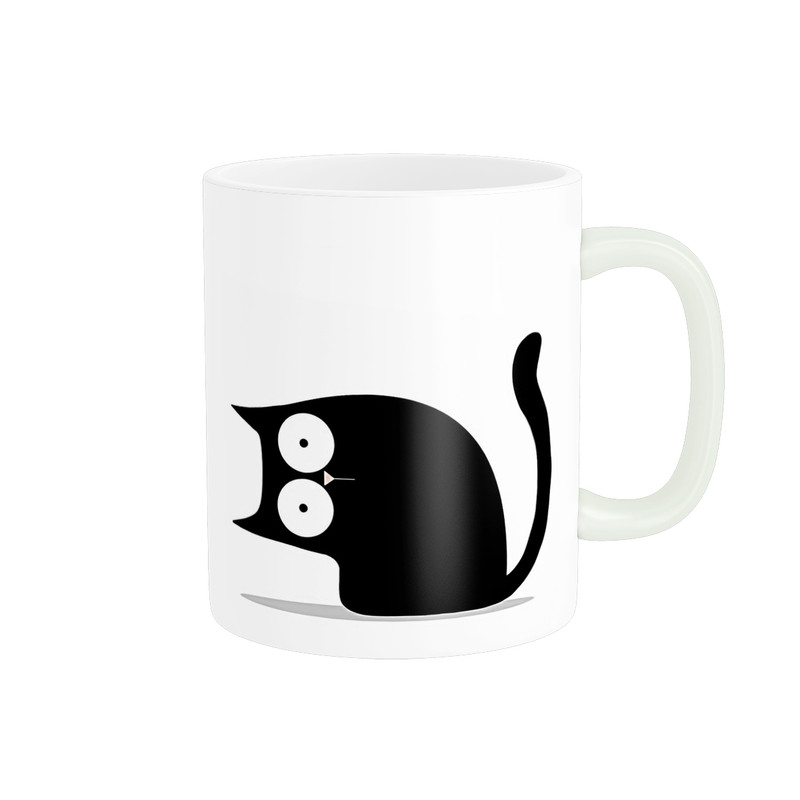 ماگ ( جعبه کادویی رایگان)  زیگورات مدل گربه سیاه فانتزی کد 2965
