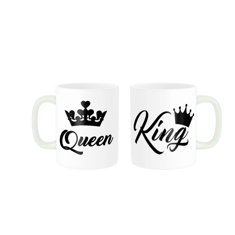 ماگ ( جعبه کادویی رایگان)  ناریکو طرح فانتزی مدل ست عاشقانه king Queen کد 03 مجموعه دو عددی