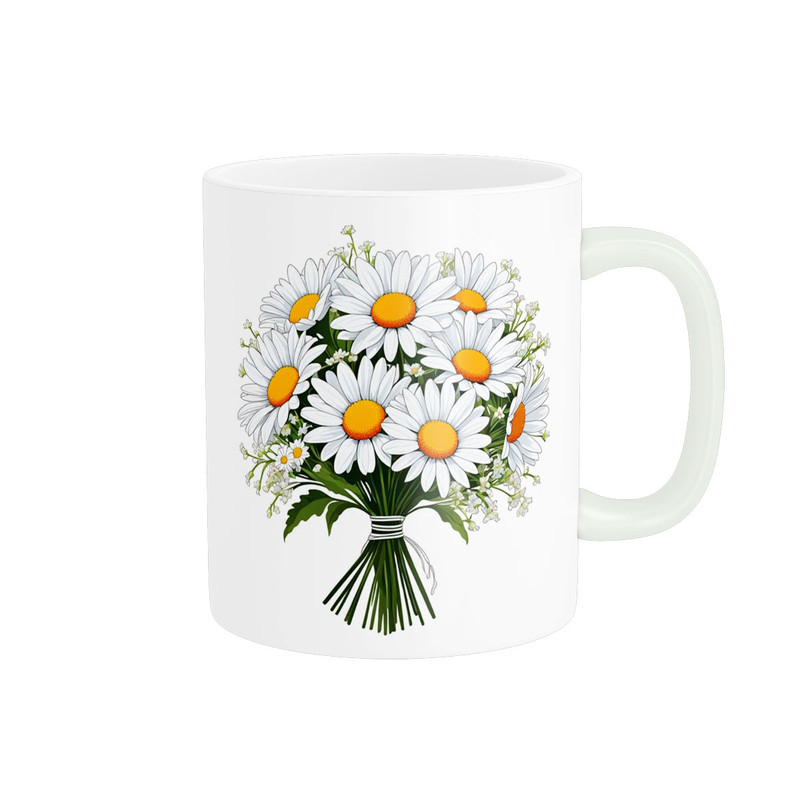 ماگ ( جعبه کادویی رایگان)  پاد آفرین مدل دسته گل بابونه فانتزی کد 741