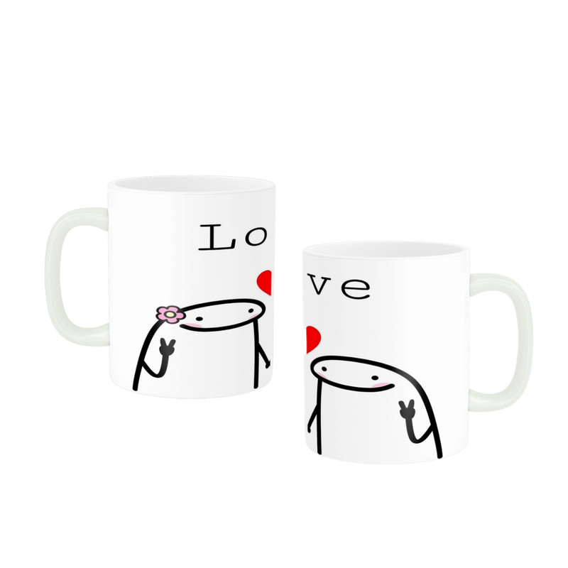 ماگ ( جعبه کادویی رایگان)  ناریکو مدل love کیوت و بامزه کد 01 مجموعه دو عددی